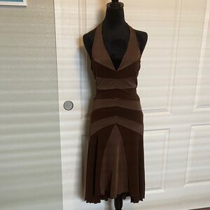 Charlotte Russe Brown Two-Tone Halter Midi Dress